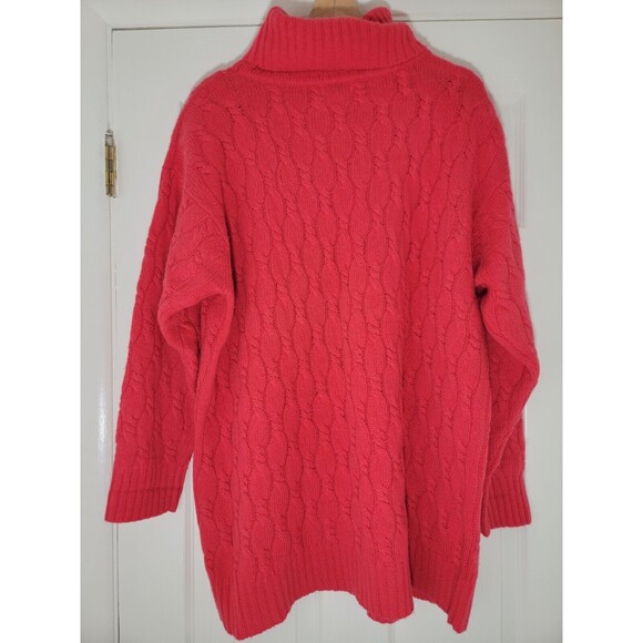 Vtg Express Tricot Y2K Wool Angora Long Cable Turtleneck Sweater Oversized M - Picture 2 of 14